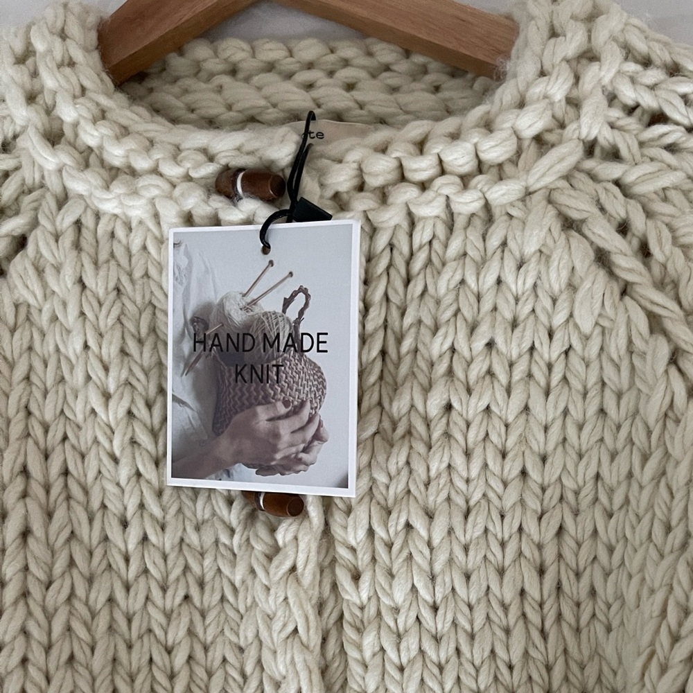 Chunky Knit Cream Cardigan Sweater - Picture 7 of 14